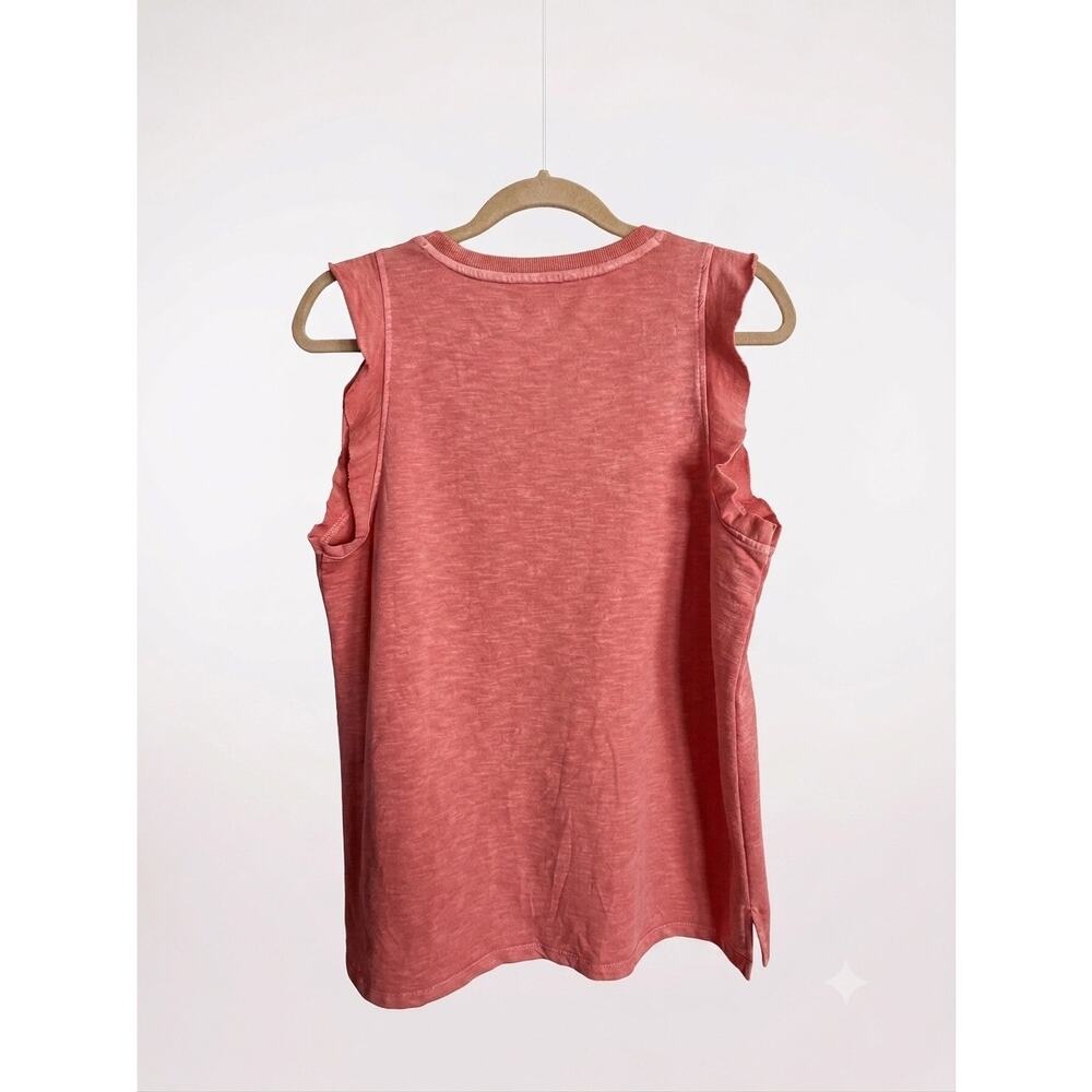 Cute Ruffle Sleeve Pink Tank Top Cottagecore Feminine Tee L Sonoma - Picture 3 of 8